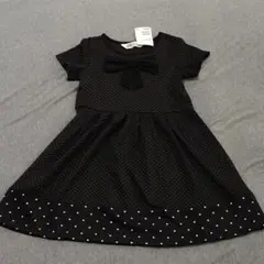 新品タグ付き　H&M　黒✕白水玉　ワンピース　ドット　110