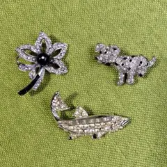 花・犬・魚デザインブローチセット