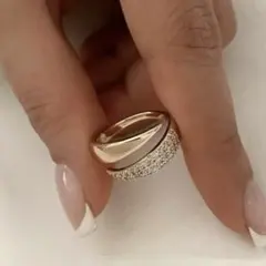 フリーサイズ 貴賓✨14kgfゴールドリング フォーマル 煌びやか czダイヤ