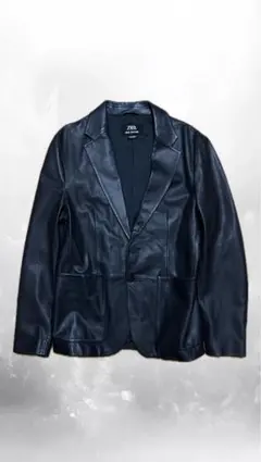 ZARA MAN レザーテーラードジャケット ブラック S シングルジャケット