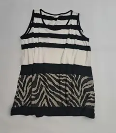 ノースリーブトップス　ボーダー　アニマル柄