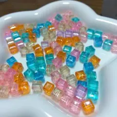 カラフルキューブビーズ 35g 約7mm①