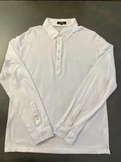 BURBERRY BLACK LABEL 長袖ポロシャツ 白　チェック柄　LL