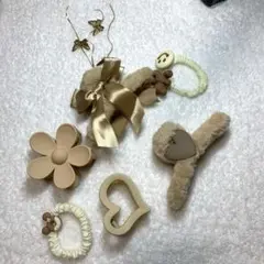 ヘアクリップ　バンスクリップ　髪留め　ヘアゴム6点セット