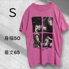 アメリカ古着 Tシャツ BLACK PINK フロントプリント Ｓ