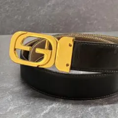 極美品】フェンディ ベルト ズッカ ロゴ メンズ レザー ブラック 