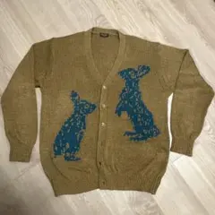 【希少デザイン】Paul Smith ウサギ柄カーディガン オリーブグリーン