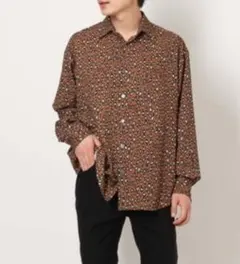 【a.v.v】メンズ・レオパード柄プリントワイドシャツ Lサイズ