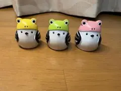 シマエナガ カエル帽子 置物 3個セット