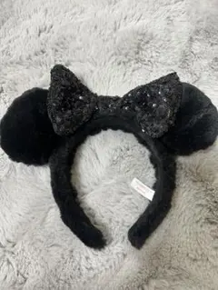 Disney ミニー 耳 黒カチューシャ スパンコール