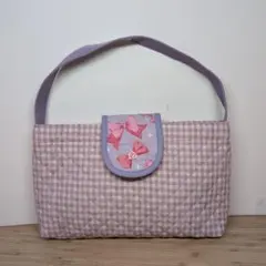 横型上履き入れ　紫チェックのサムネイル