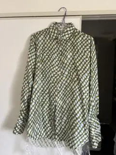 CELINE セリーヌ　BLUE/GREEN シルクブラウス　38のサムネイル
