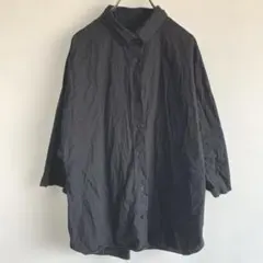GU ジーユー ブロードオーバーサイズシャツ 5分袖 ブラック M 綿100%