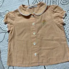 美品♡familiar ♡半袖ブラウス 90cm オレンジチェック