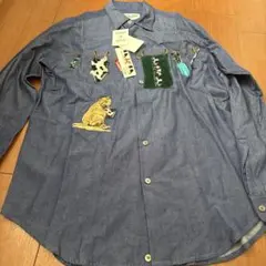 新品タグ付き mise au green 犬 刺繍 デニムシャツ ⑮