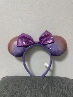 ディズニー ミッキー型 スパンコールカチューシャ 紫