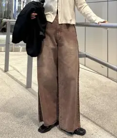 新品未使用Kastane 【-5㎏細見え】フリンジデニムパンツ