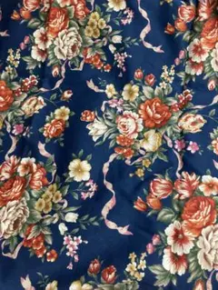 花柄コットン生地 ネイビー