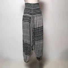 49BOY　白×黒ボーダー柄2WAY　　　　 軽量アジアン　サルエルパンツ　ヨガ