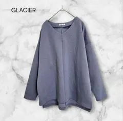 GLACIER Vネック カットソー ブルーグレー M ゆったり