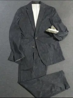 メンズビギ　春•夏•秋　セットアップ　カジュアル　スーツ　ネイビーグレー スーツ