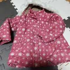 10/7値下 女児 中綿入ジャンパー フード 取り外し可 110 赤 雪の結晶