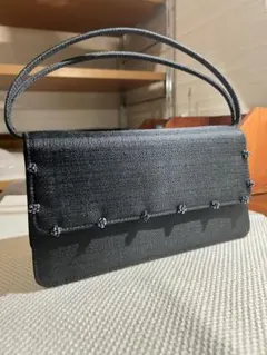 フォーマルバッグ ブラック 黒ビーズ装飾 内ポケット付