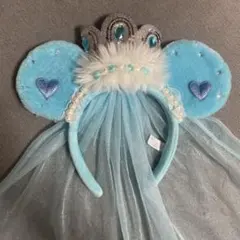 ディズニー ミッキー耳 カチューシャ 王冠付き 水色