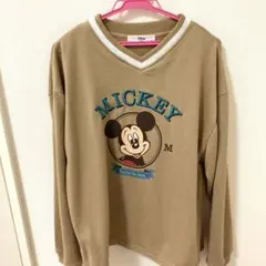 ミッキーマウス　Ｖネックトレーナー　ベージュ