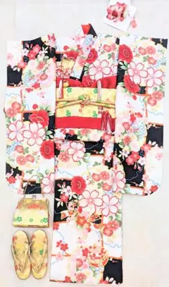 女の子七五三七歳着物フルセット髪飾り付き