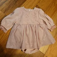 【美品】ピンク刺繍ベビードレス