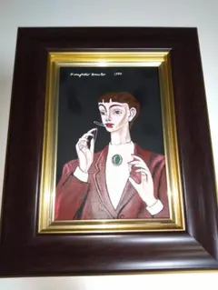 斎藤真一、絵画、油彩4F.蚊帳の月、肉筆、高級額縁、宮永岳彦、鴨居玲