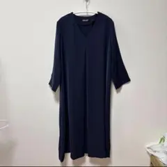 ANGELIEBE ネイビー マタニティワンピース 七分袖　授乳口付き