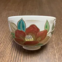 山本義博　明日香窯　色絵銀彩　留紅草　茶腕　陶芸　共箱付き　26.1.22-3 山本義博 明日香窯 色絵銀彩 留紅草 茶腕 陶芸 共箱付き 26.1.22-3