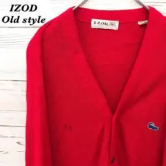 《激レア》アイゾッド IZOD☆カーディガン 刺繍ロゴ レッド N188のサムネイル