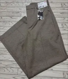 新品タグ付UNIQLOブラッシュドジャージーワイドパンツ・ベージュLサイズ