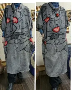 総絞りのチュニック（ストール付き）（パフスリーブ袖）　　　着物リメイク