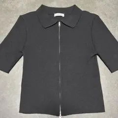 INGNI 襟付きフロントジップ半袖ニットカーディガン