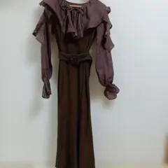 2月末まで！最終価格！dazzlinフリル付きダークブラウンワンピース