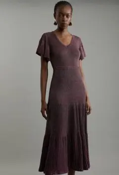 カレンミレン　karen millen パープル ニットワンピース 半袖 新品のサムネイル