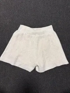 リブ編み ライトグレー ショートパンツ