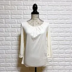 Paul Stuart【6】日本製 オフホワイト 長袖ブラウス 通勤 リヨセル綿