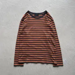 00s agnes b. border l/s ボーダー ロンt オレンジ 黒