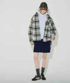 新品 coca コカ　縮絨ニットミニスカート ネイビー　M