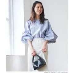 coca ストライプボリュームブラウス