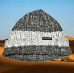 送料無料新品★Columbia ニット帽 グレー系 ストライプ・コロンビア★