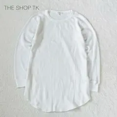 【ザショップTK】ワッフルTシャツ 長袖 クルーネック 綿混 シンプル 白【M】のサムネイル