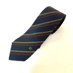 グッチ GUCCI ネクタイ シルク 総柄 チェーン柄 シェリーライン 紺 希少