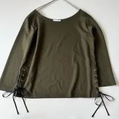 美品✨ビューティー＆ユース　サイド編み上げカットソー　七分袖