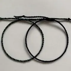 ハンドメイドミサンガ2本セット　アンクレット カーキ×ブラック　ブラック